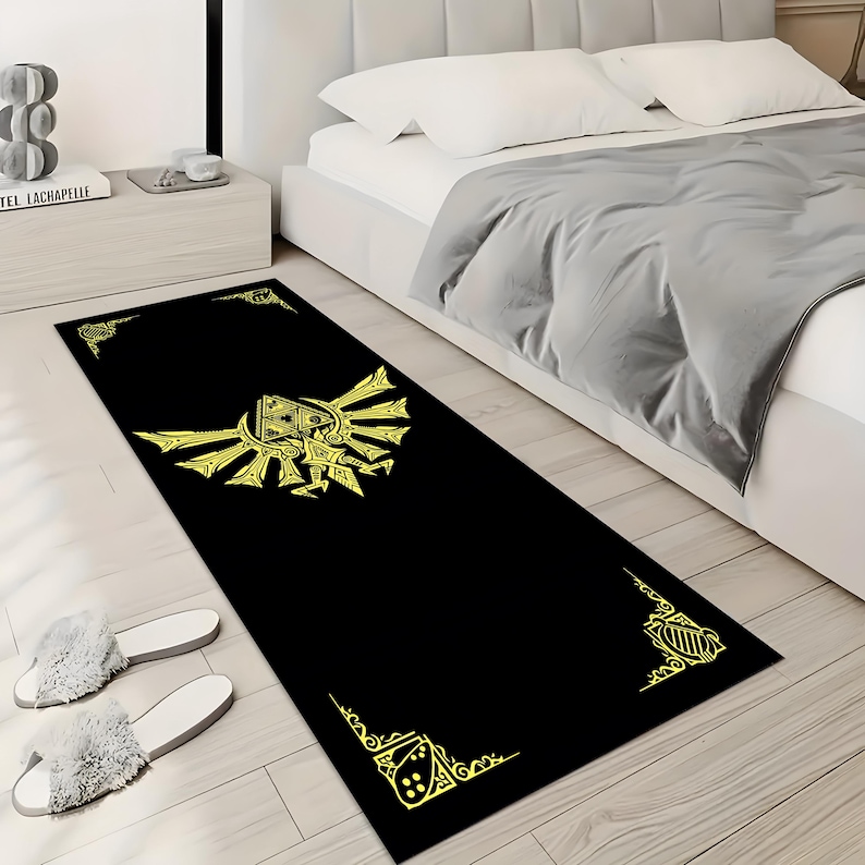 Runner rug,Modern rug,Legend of Zelda rug,Home decor,Corridor rug,Printed rug,Luxury decor,Unique Gift,Nonslips rug,Stair rug ,Zelda Symbols Rug
,Printed runner rug,Custom rug