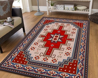 Anatolian Kilim Style Rug – Tribal Geometric Washable Area Rug