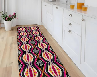 Colorful Tribal Rug, Bohemian Decor, Geometric, Aztec Print, Modern Pattern, Washable, Non-Slip