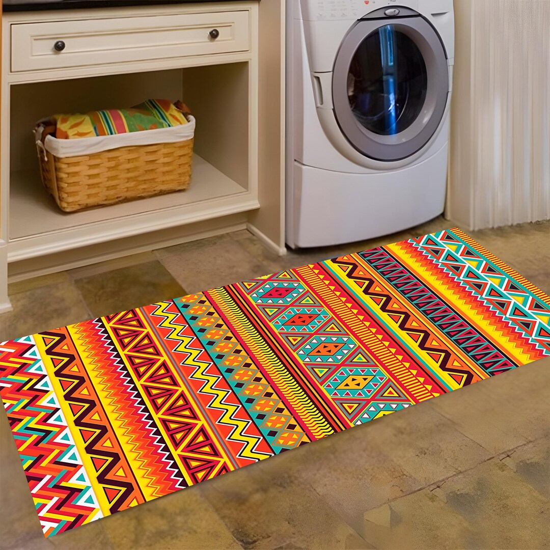 Aztec Geometric Rug, Tribal Pattern, Boho Decor, Southwestern Home ...