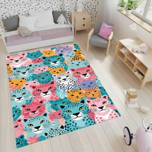 Pastel Leopard Print Rug: Modern Safari Nursery Decor