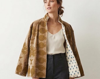 Velvet Suzani Jacket – Hand-Embroidered Boho Ethnic Kimono Outerwear