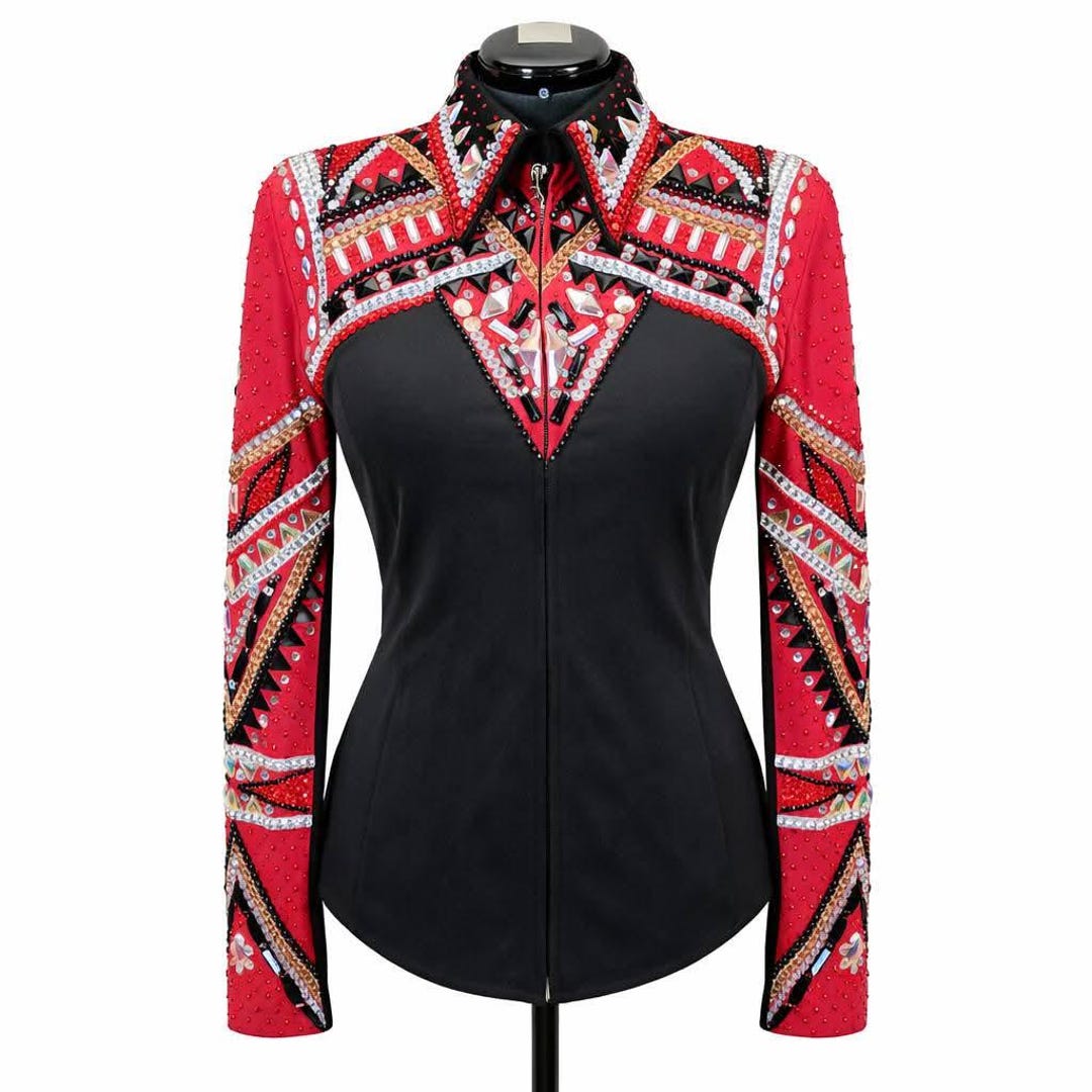 Black And Red Western Show Jacket Swarovski Crystal Etsy Black And Red Western Show Jacket Swarovski Crystal Etsy