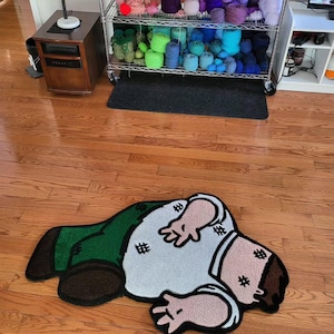 Griffin smashed rug, family guy custom rug tufting, handmade wool carpet, fluffy rug, custom tufted rug, tufted rugs, fiber art, area rug