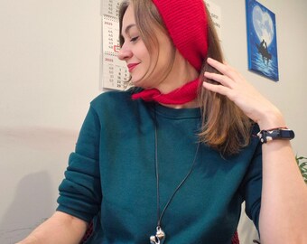 Accesorio para el cuello Sophie Mini en rojo, mezcla de angora, estilo francés para el día a día.