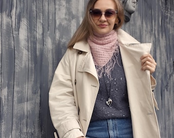 Bufanda de mohair de niño tejida a mano, romántica bufanda parisina