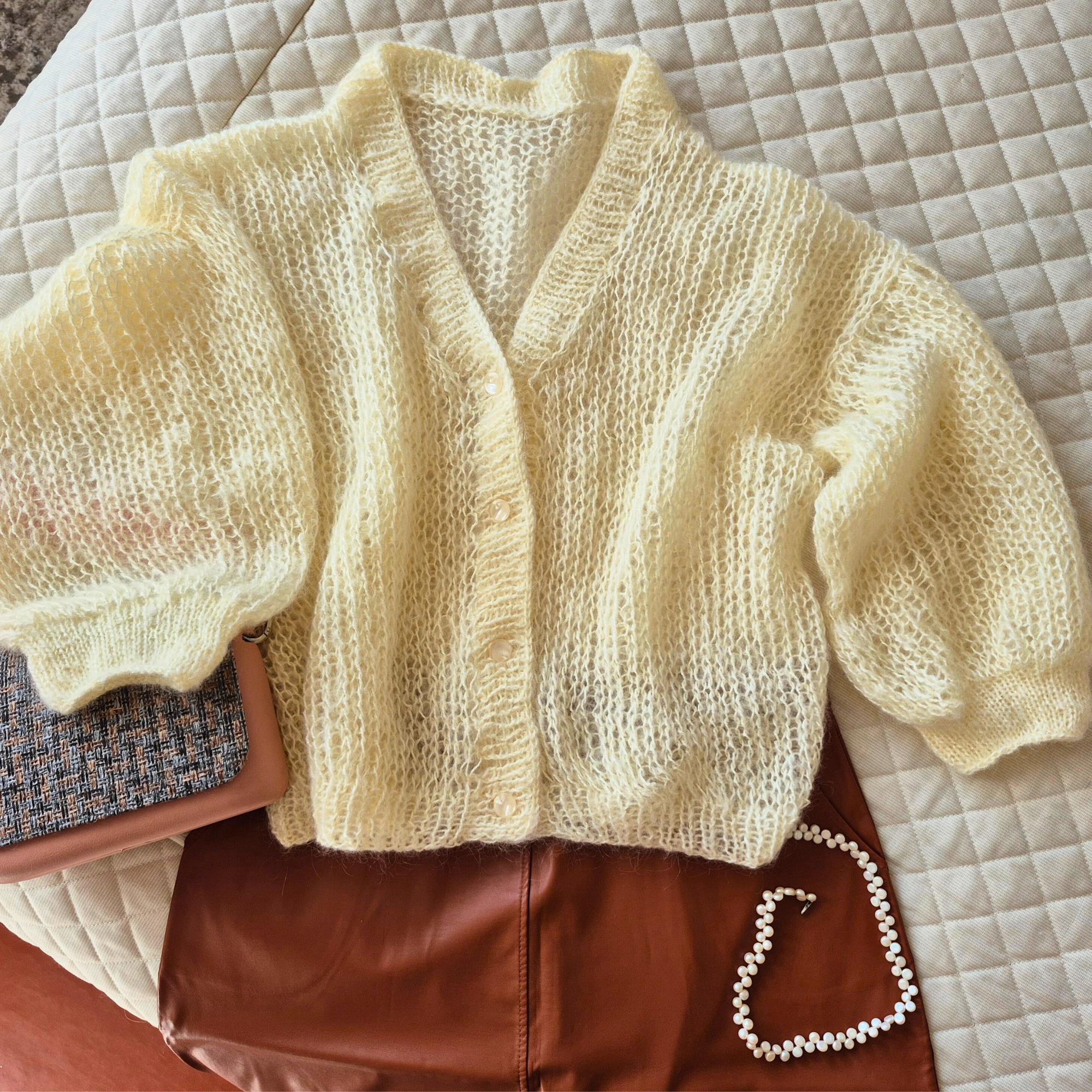 Ivory Mohair Cardigan – Light, Airy & Dreamy Knitwear - Etsy