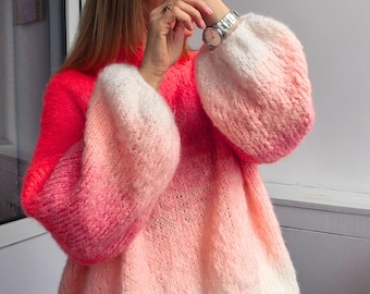 Suéter extragrande de mezcla de mohair con punto degradado - Tallas S a L