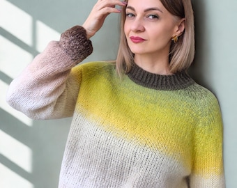 Suéter de mohair de lujo para niños / Prendas de punto de diseñador / Jersey ombré de mezcla de seda