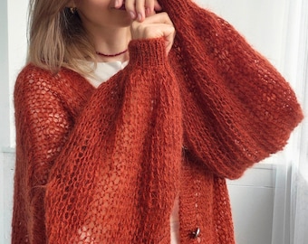 Cárdigan de mohair para novia, suéter de punto para boda, chaqueta de color marfil suave, atuendo sencillo para novia, chaqueta ligera para boda.