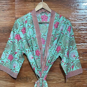 Women&#39;s Kimono Robe Cotton Dressing Gown Boho Cotton Bathrobe for Women Lightweight 100% Organic Cotton Hand-printed Long Yukata japanese