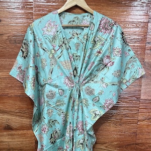 Cotton Kaftan, Indian Floral Kaftan, Long Caftan,Dress For to be Moms, Beach Cover up, Sleepwear, Indian Kaftan, Maxi Dress,Bikini Cover Up