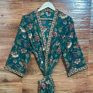 Kimono Robe, Cotton Kimono Robe, Kimono, Cotton Robe, Cotton Block Printed Robe, Cotton Kimono Robes, Kimono Dressing Gown 100% Cotton