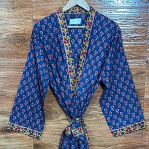 Indian Cotton Kimono Robe | Tropical Bathrobe | Boho Loungewear | Lightweight Summer Dressing Gown | Spa Robe | Gift for Her Women