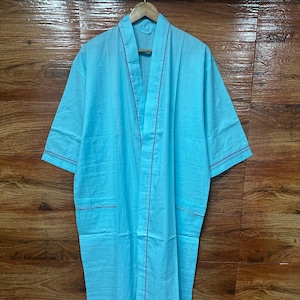 Solid long Turquoise kimono 100% Cotton kimono Robes, wedding gift, nightwear kimono robe, loungewear, beach robes,return gift, gift for her