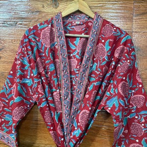 Handcrafted Cotton Kimono Robe | Block Print Loungewear | Boho Bathrobe | One Size | Ethically Made I Gift For Her