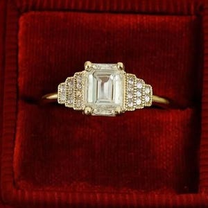 2.5ct Emerald Cut Moissanite Engagement Ring, Solitaire Moissanite Ring, 14K Solid Gold Promise Ring, Diamond Ring Gifts For Women
