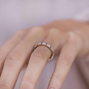 Lab Grown Baguette Diamond Wedding Band | Rose Gold Full Eternity Ring | Dainty Stacking Band | Modern Bridal Jewelry for Her