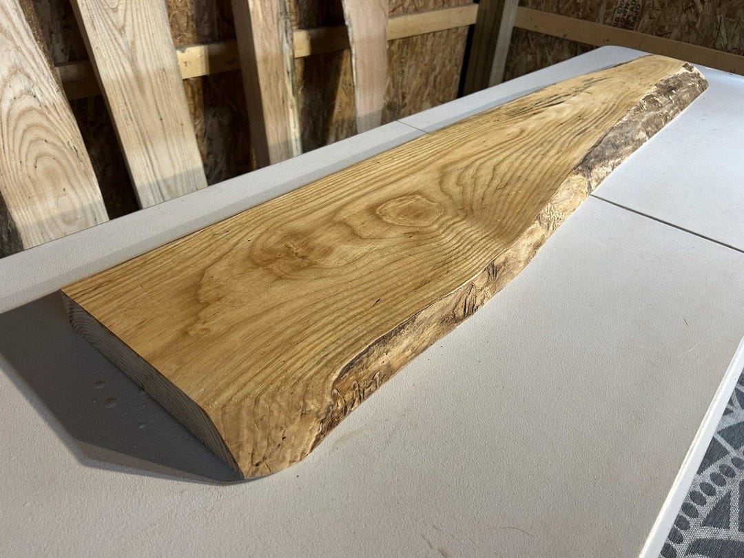Mantle Romy Ash Figured Live Edge Ash Wood Fireplace Mantel/live Edge Mantle/ Ash ...