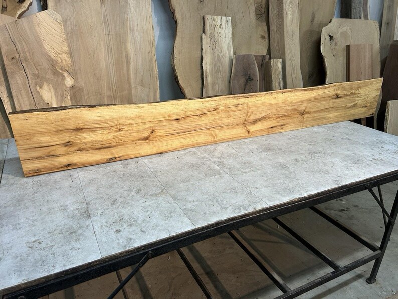 Mantle Romy Ash Wormy Live Edge Ash Wood Fireplace Mantel, Rustic Statement Piece, Kiln ...