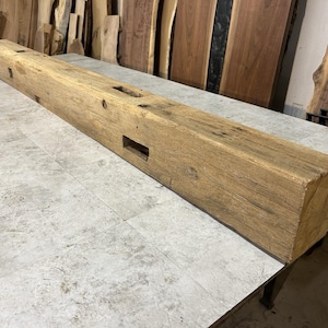 Reclaimed Barn Wood Beam/Fireplace Mantel Beam/Hand Hewn/Oak Mantle Beam/Bench