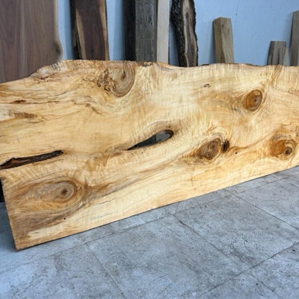 Curly Aspen Coffee Table/Live Edge Wood Slab/Natural Edge Wood/Sofa Table Wood
