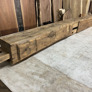 Reclaimed Barn Wood Beam/Fireplace Mantel Beam/Hand Hewn/Oak Mantle Beam/Bench