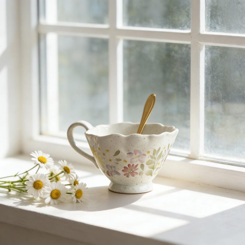 floral teacup set cottagecore ceramic drinkware