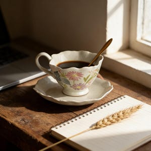 vintage floral ceramic cup aesthetic drinkware