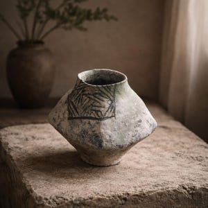 Wabi Sabi Ceramic Vase, Rustic Handmade Pottery Vase, Textured Clay Flower Vase, Japanese Style Home Decor, Tabletop Art Piece