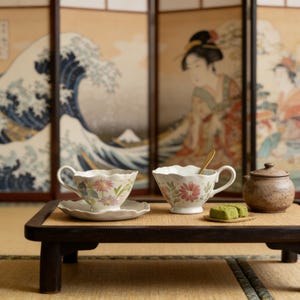 ceramic floral tea cup cottagecore aesthetic drinkware