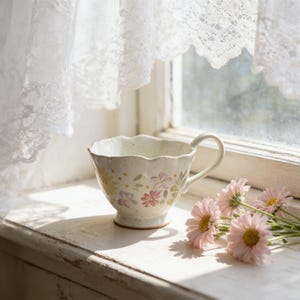 vintage tea cup with saucer floral ceramic cup