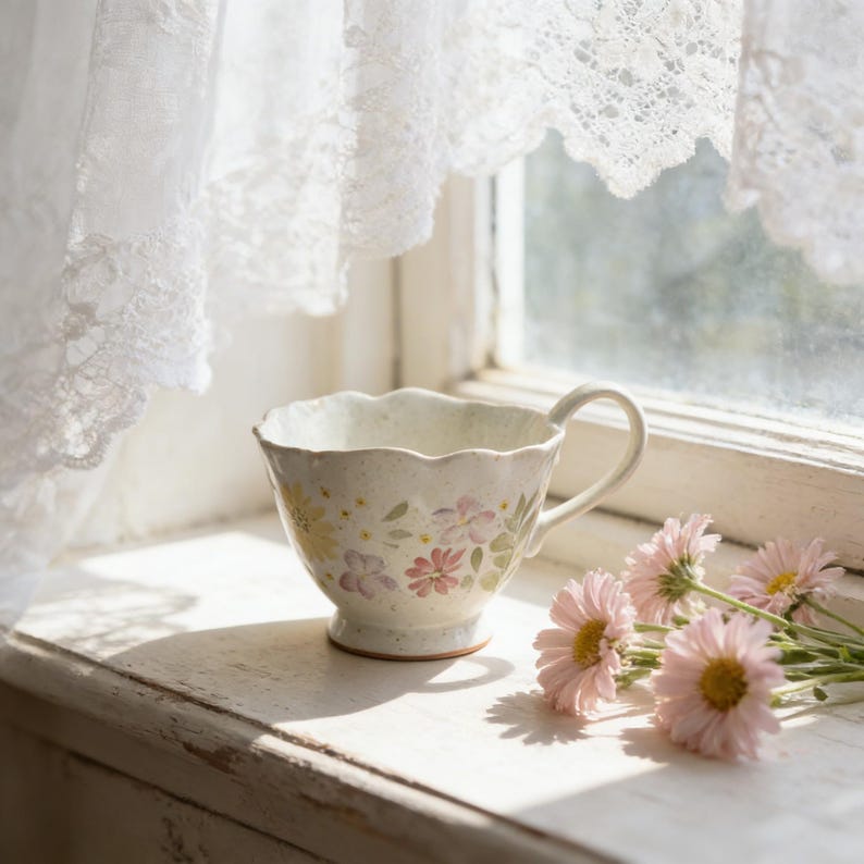 vintage tea cup with saucer floral ceramic cup