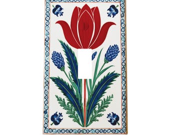 Red Tulip Decorative Metal Light Switch Cover Wall Plate