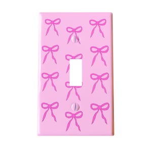 Rosa Schleife Metallschalter Abdeckung - süsses girly Raumdekor - rosa Ästhetik, Kinderzimmer Wandplatte, Kawaii Ästhetik