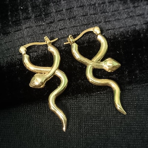 Brass Snake Earrings: Reptilian Serpent Dangles