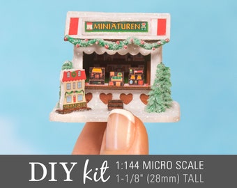 DIY Miniature Kit - Micro Gingerbread Miniaturen Stall - Collect and create the series of 1:144 scale structures with interior furnishings