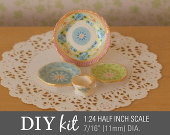 Make Dollhouse "China" Dishes with 1:24 Miniature Waterslide Decals Kit – Dolce Blue Rose