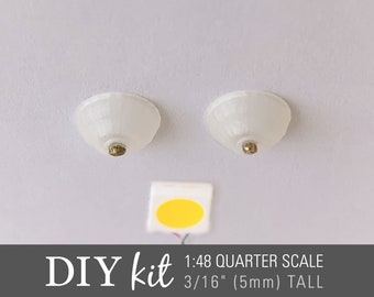 1:48 Miniature Ceiling Shades for Dollhouses - LED Ready - Quarter Scale "Classic" Flush Mount - Set of 2 (unpainted resin)