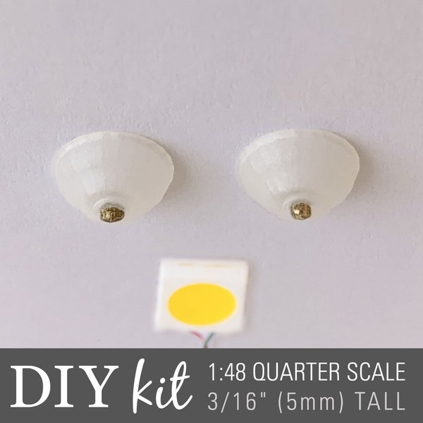 1:48 Miniature Ceiling Shades for Dollhouses - LED Ready - Quarter Scale "Classic" Flush Mount - Set of 2 (unpainted resin)