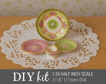 Make Dollhouse "China" Dishes with 1:24 Miniature Waterslide Decals Kit – Dolce Pink Rose