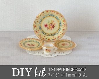 Make Half Scale Dollhouse "China" Dishes with 1:24 Miniature Waterslide Decals Kit – Heirloom Roses