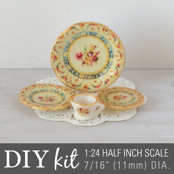 Make Half Scale Dollhouse "China" Dishes with 1:24 Miniature Waterslide Decals Kit – Heirloom Roses