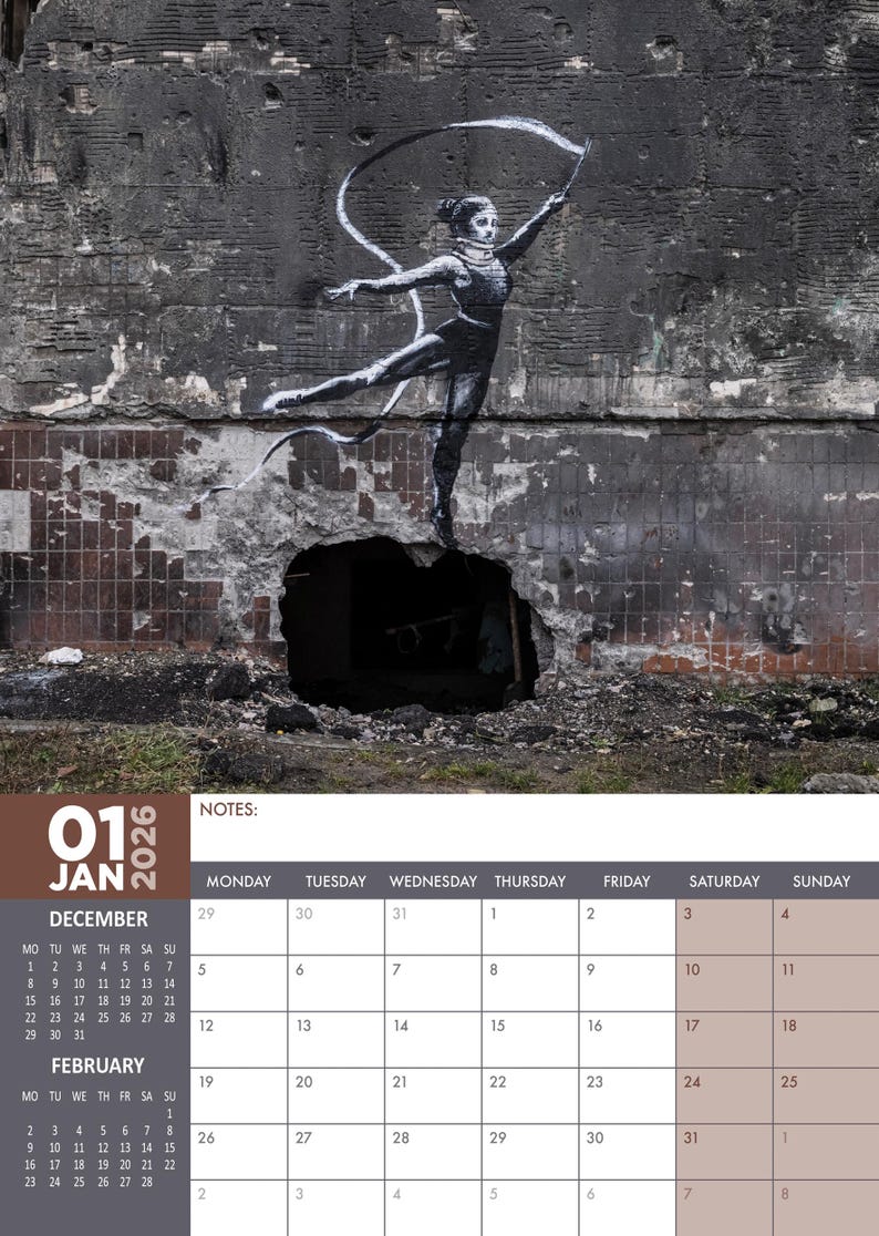 Banksy 2026 A3 Calendar Etsy