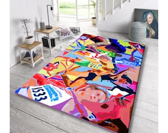Tappeto artistico colorato, tappeto con giocatrici di basket, tappeto pop art, tappeto giocoso, tappeto artistico, tappeto artistico alla moda, tappeto creativo, tappeto dal design audace