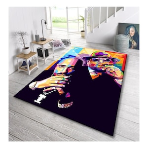 Hip hop rug, Rap art decor, Urban style rug, Pop art carpet, colorful rapper rug, streetwear decor, bold modern rug, trap music decor,