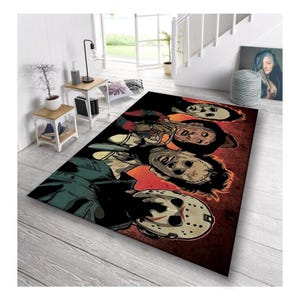 Tapis de méchants de films d&#39;horreur, tapis de dessin animé effrayant pour Halloween ou décoration de salle de cinéma