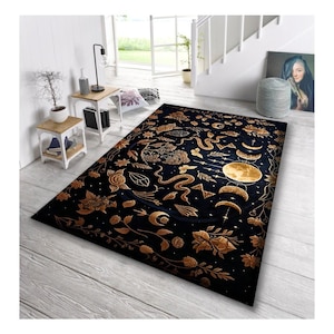 Witchy Rug, Celestial decor,Astrology Rug, Moon Phase Carpet, Occult Home Decor, Cosmic Rug, Dark Boho rug,Magic symbols rug, Esoteric decor