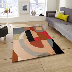 Modern Abstract Geometric Rug,Colorful Soft Area Rug Living room,Minimalist Art Carpet,Contemporary Floor Mat