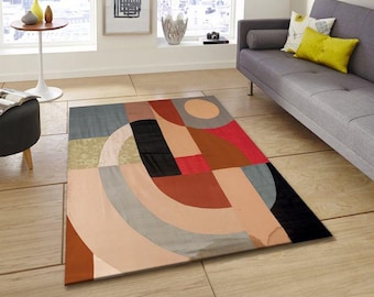 Modern Abstract Geometric Rug,Colorful Soft Area Rug Living room,Minimalist Art Carpet,Contemporary Floor Mat